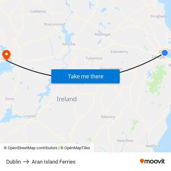 Dublin to Aran Island Ferries map