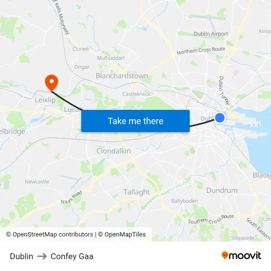 Dublin to Confey Gaa map