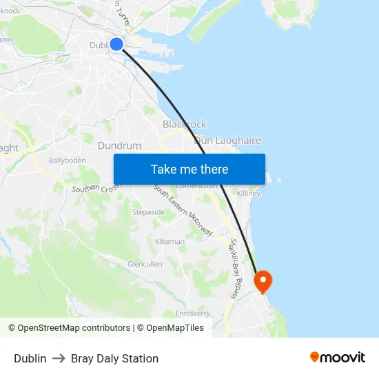 Dublin to Bray Daly Station map