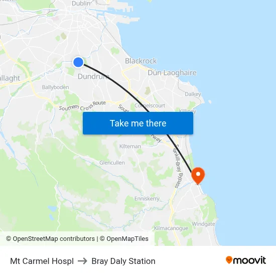 Mt Carmel Hospl to Bray Daly Station map