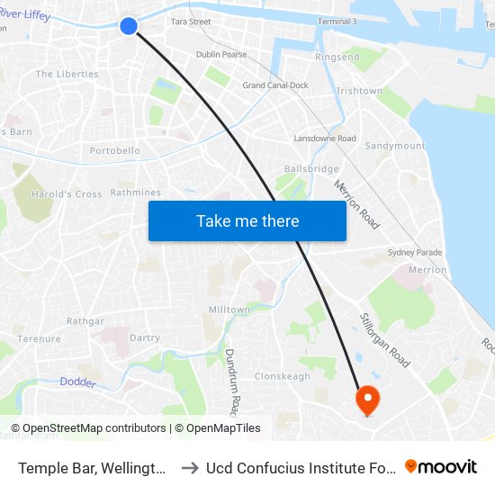 Temple Bar, Wellington Quay to Ucd Confucius Institute For Ireland map
