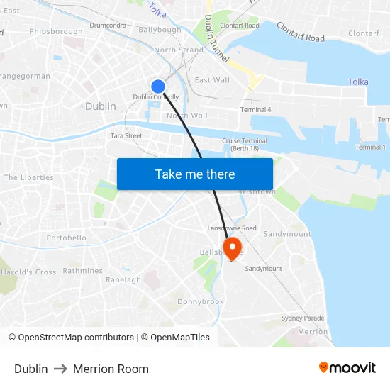 Dublin to Merrion Room map