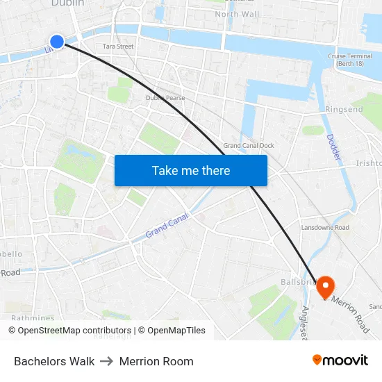 Bachelors Walk to Merrion Room map
