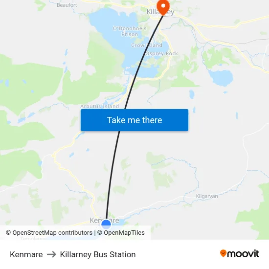 Kenmare to Killarney Bus Station map