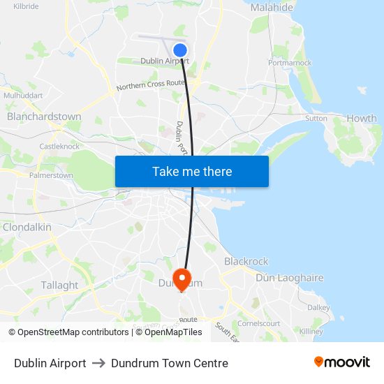Dublin Airport to Dundrum Town Centre map