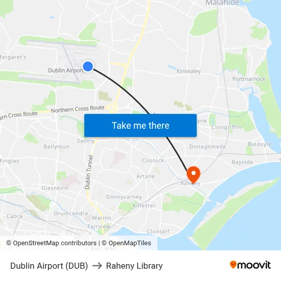 Dublin Airport (DUB) to Raheny Library map