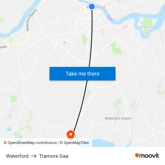 Waterford to Tramore Gaa map