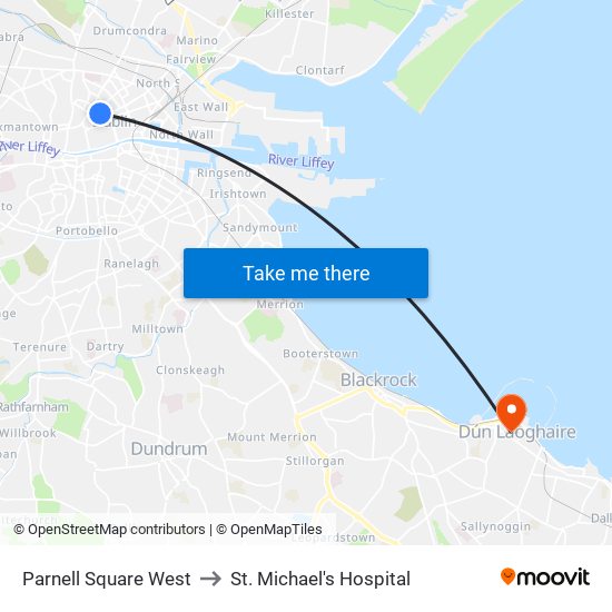 Parnell Square West to St. Michael's Hospital map