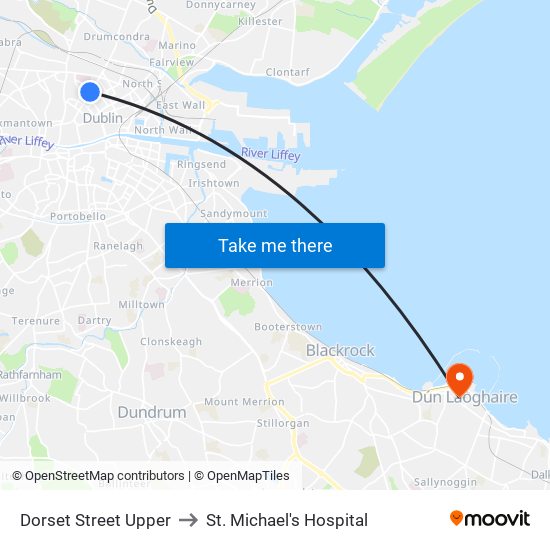 Dorset Street Upper to St. Michael's Hospital map