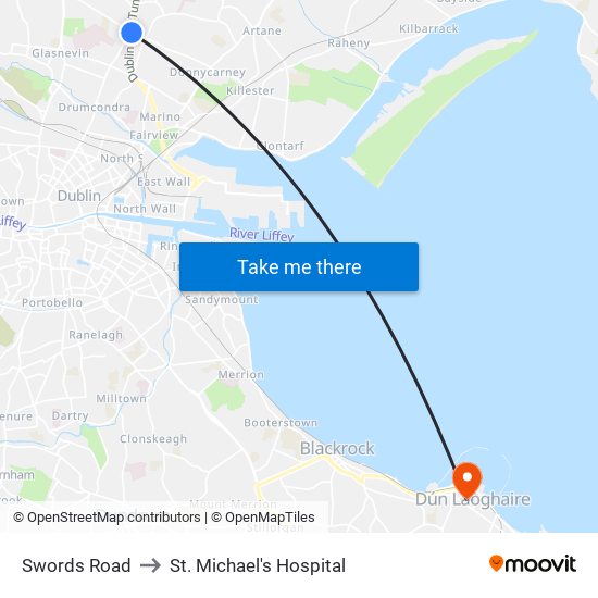 Swords Road to St. Michael's Hospital map