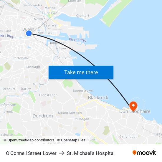 O'Connell Street Lower to St. Michael's Hospital map