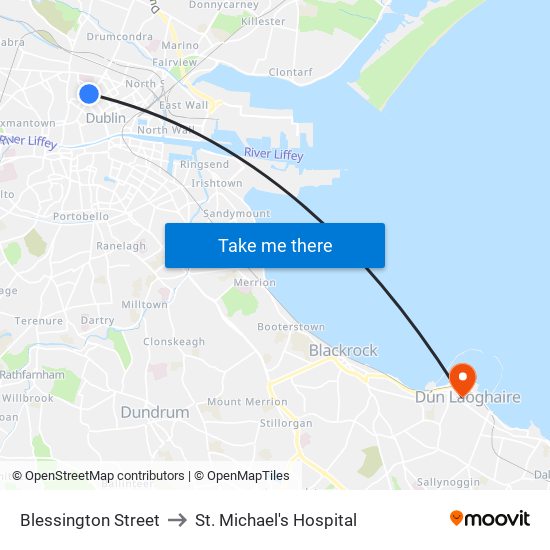 Blessington Street to St. Michael's Hospital map