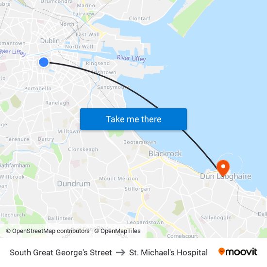 South Great George's Street to St. Michael's Hospital map