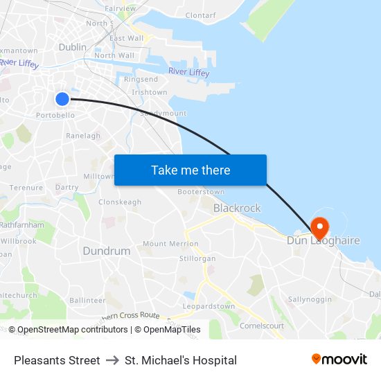 Pleasants Street to St. Michael's Hospital map