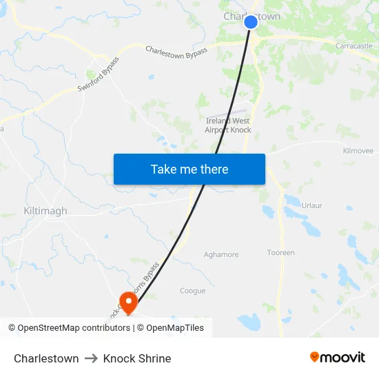Charlestown to Knock Shrine map