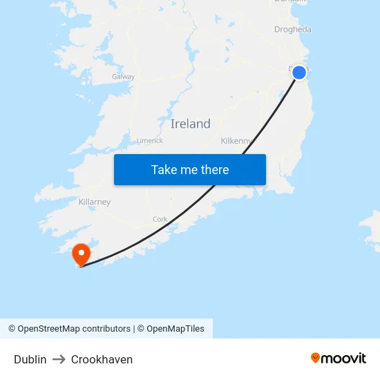 Dublin to Crookhaven map