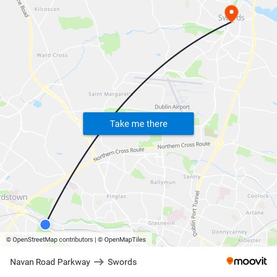 Navan Road Parkway to Swords map