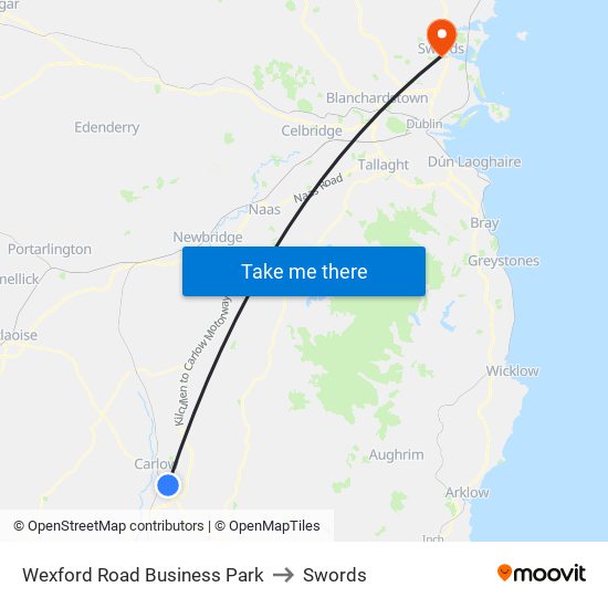 Wexford Road Business Park to Swords map