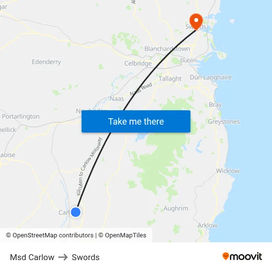 Msd Carlow to Swords map