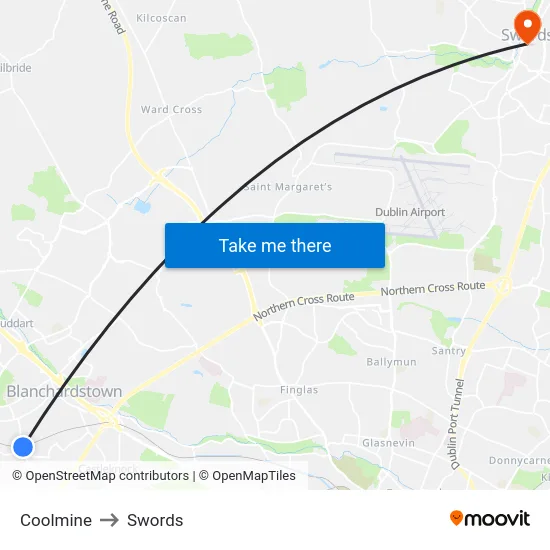Coolmine to Swords map