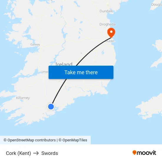 Cork (Kent) to Swords map