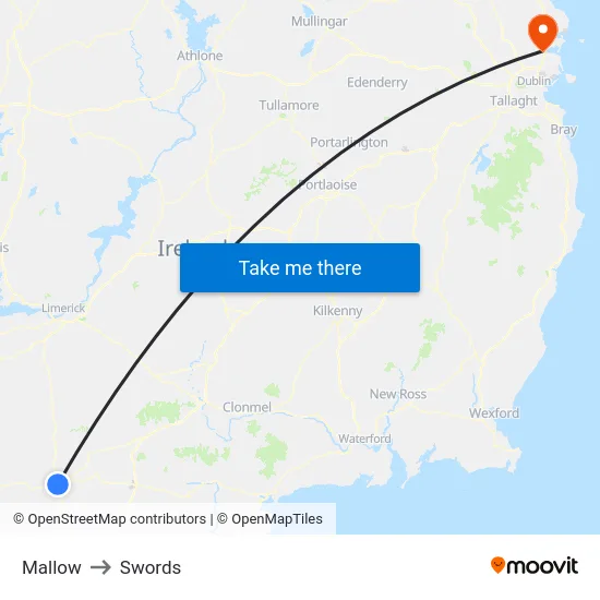 Mallow to Swords map