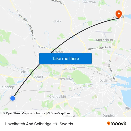 Hazelhatch And Celbridge to Swords map