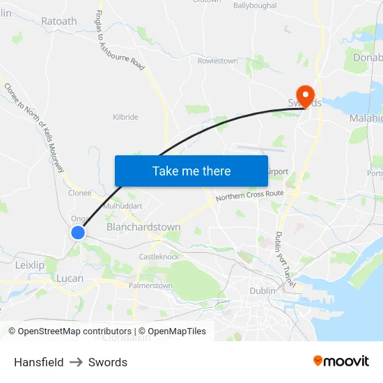 Hansfield to Swords map