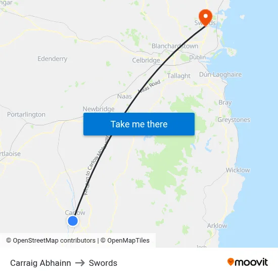 Carraig Abhainn to Swords map
