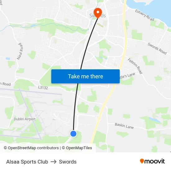 Alsaa Sports Club to Swords map