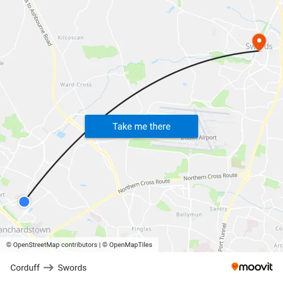 Corduff to Swords map