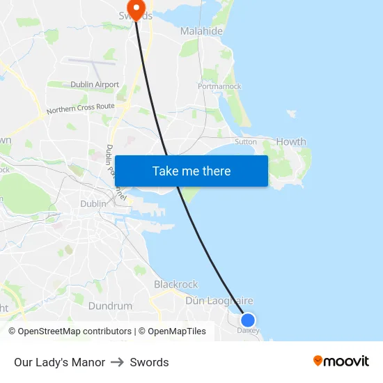 Our Lady's Manor to Swords map