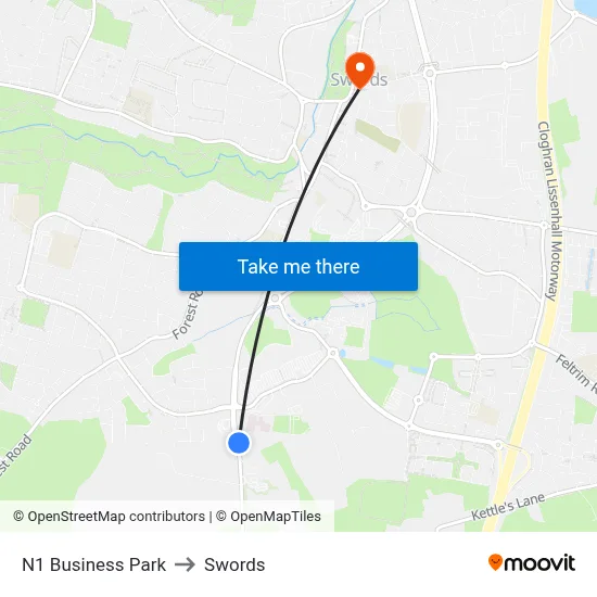 N1 Business Park to Swords map