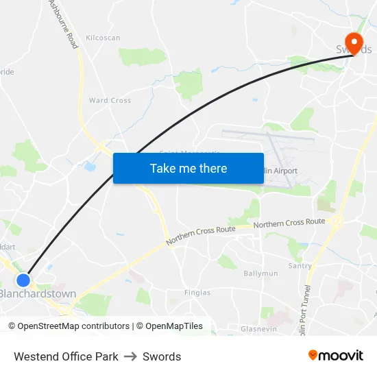 Westend Office Park to Swords map