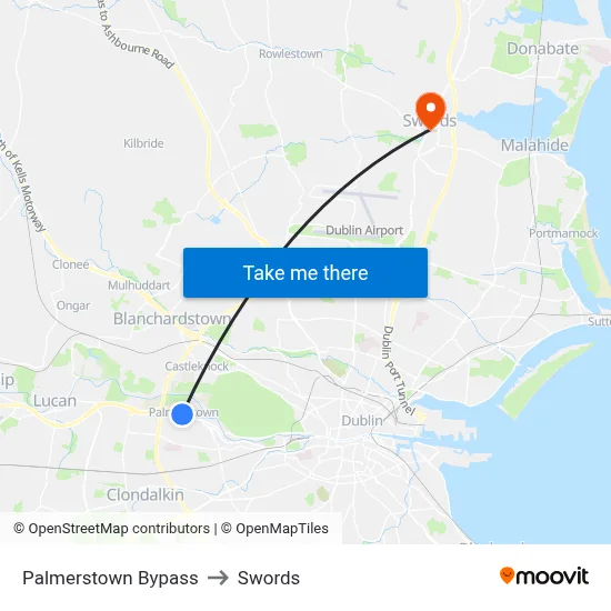 Palmerstown Bypass to Swords map