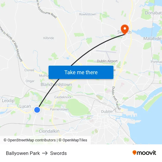 Ballyowen Park to Swords map
