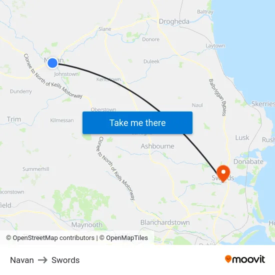 Navan to Swords map