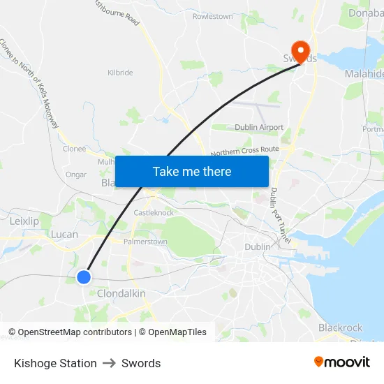 Kishoge Station to Swords map