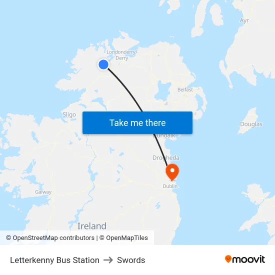 Letterkenny Bus Station to Swords map