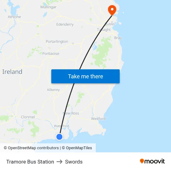 Tramore Bus Station to Swords map