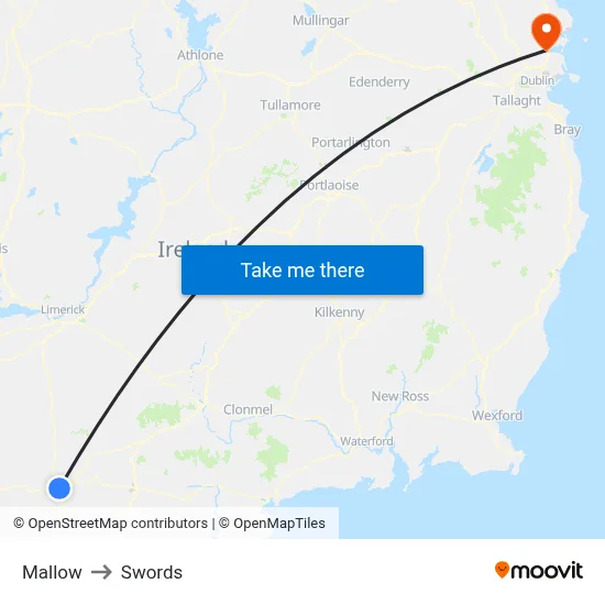 Mallow to Swords map