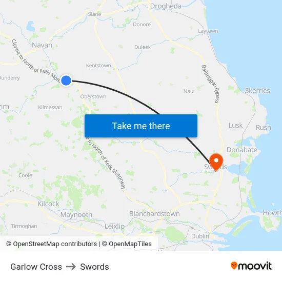 Garlow Cross to Swords map