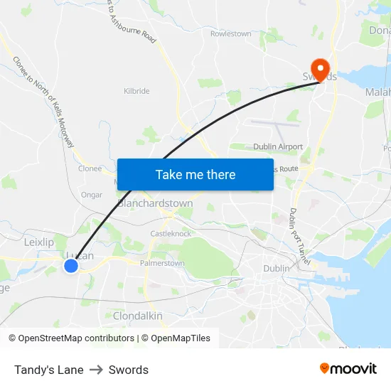 Tandy's Lane to Swords map