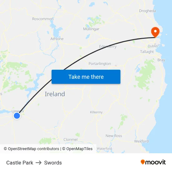 Castle Park to Swords map
