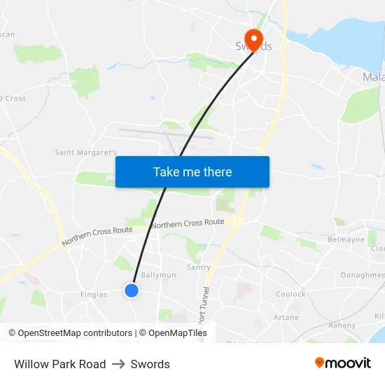 Willow Park Road to Swords map