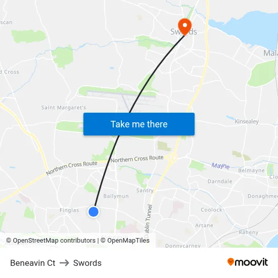 Beneavin Ct to Swords map