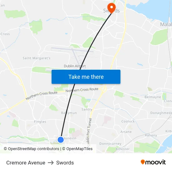 Cremore Avenue to Swords map