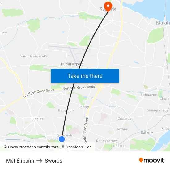 Met Éireann to Swords map