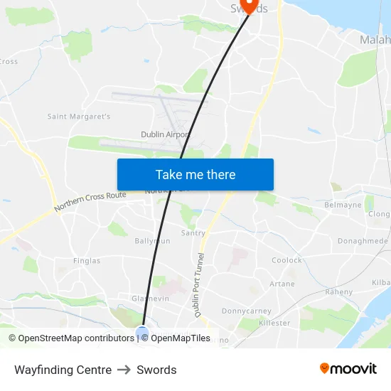 Wayfinding Centre to Swords map