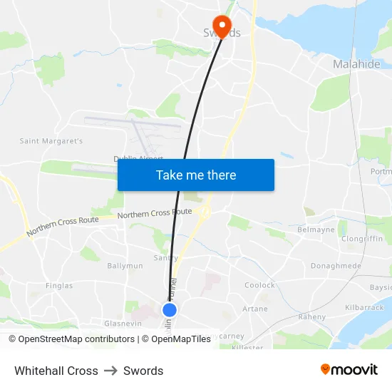 Whitehall Cross to Swords map